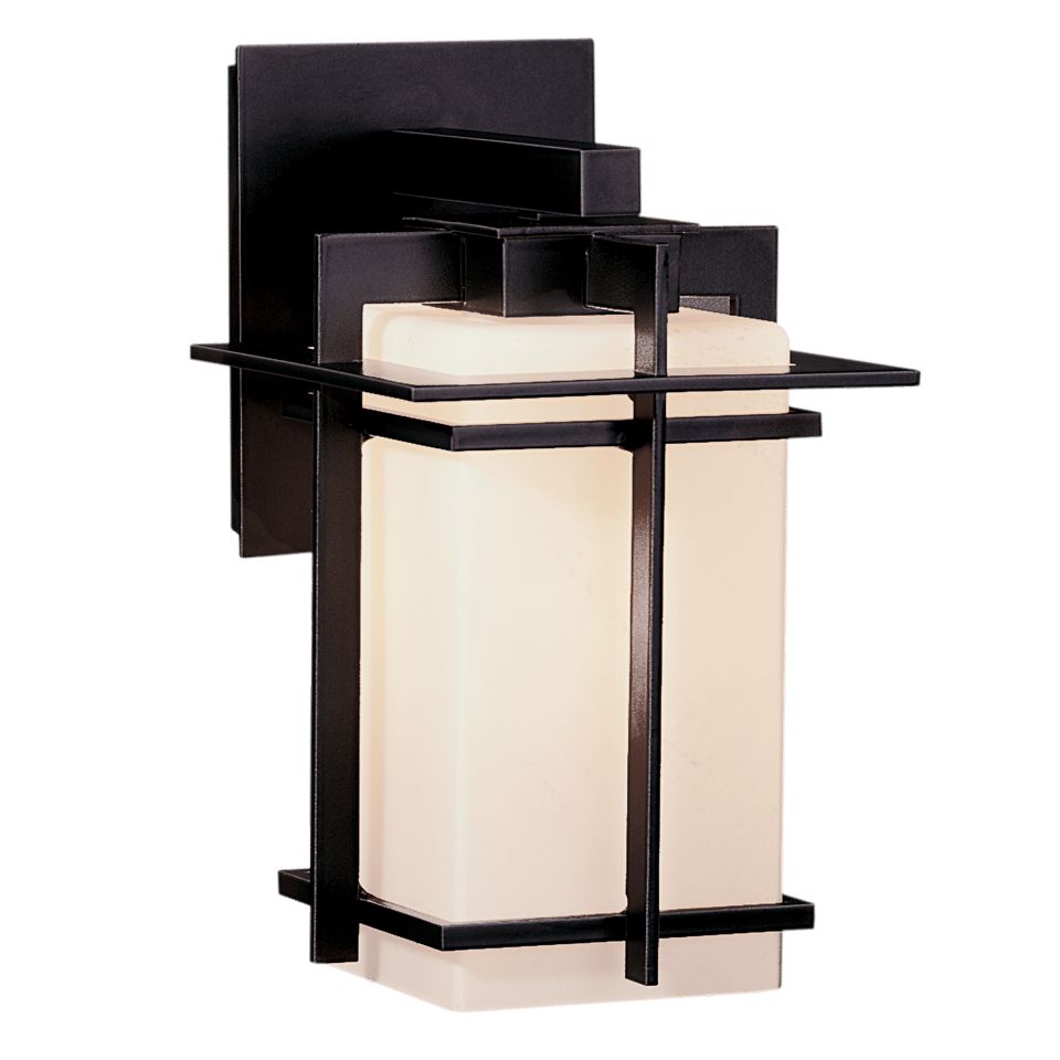 Hubbardton Forge Tourou Outdoor Sconce - Japanese Lantern Inspired Design with Metal Bands and Glass Tube