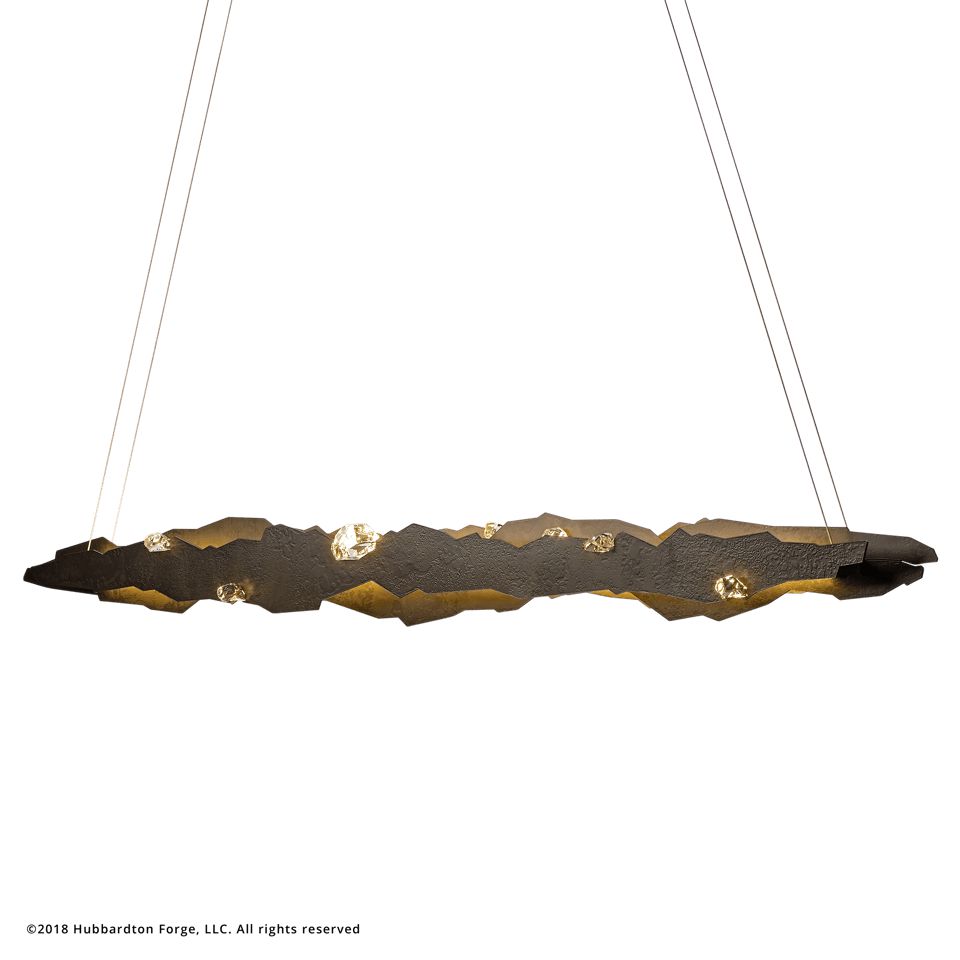 Hubbardton Forge-Trove LED Pendant Light with Textured Steel and Jeweled Crystal Design