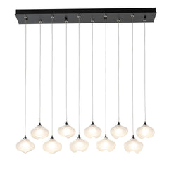 Hubbardton Forge-Ume 10-Light Pendant With Glossy Frosted Glass Shades and Adjustable Heights