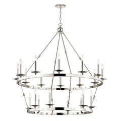 Hudson Valley Lighting Allendale 20-Light Wagon-Wheel Chandelier in Aged Brass, Old Bronze, or Polished Nickel