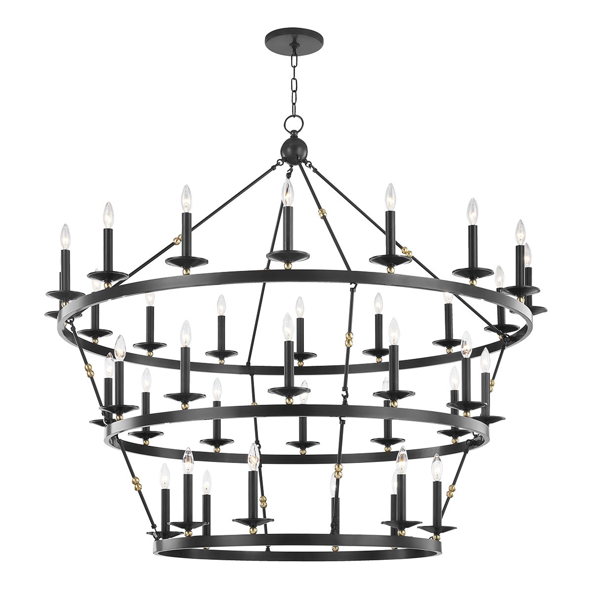 Hudson Valley Lighting Allendale 36-Light Chandelier with Modern Hook-and-Hoop Design in Aged Brass or Bronze Finishes