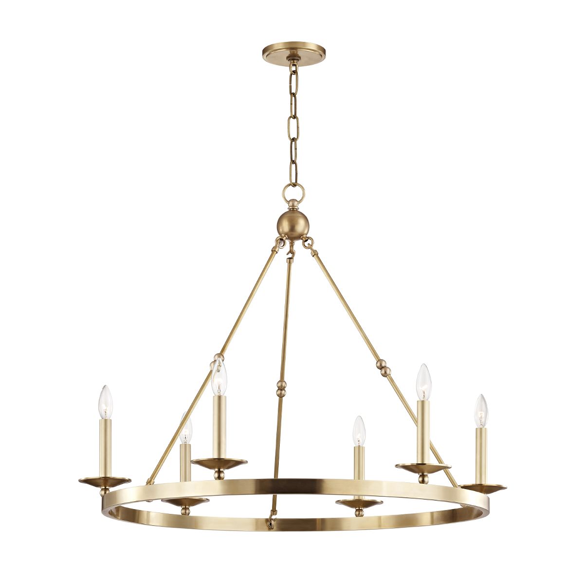 Hudson Valley Lighting Allendale 6-Light Chandelier with Unique Hook-and-Hoop Design in Aged Brass, Bronze, or Polished Nickel