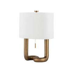 Hudson Valley Lighting Armonk Table Lamp - Sculptural Aged Brass Design with Linen Shade for Playful Illumination