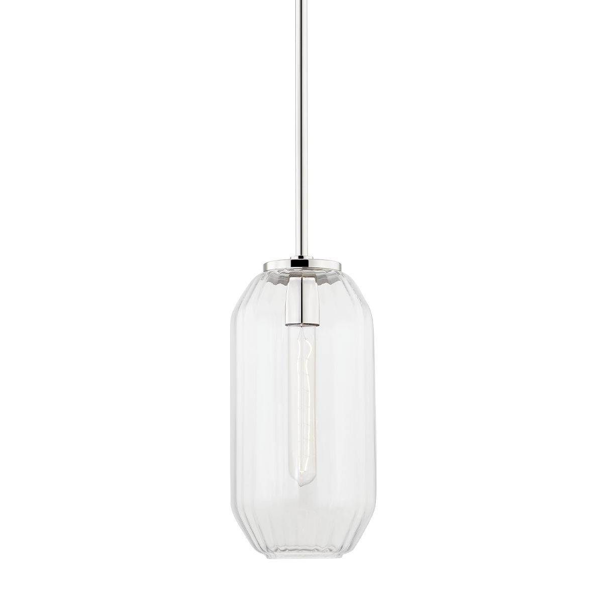 Hudson Valley Lighting Bennett Mini Pendant Light with Ribbed Octagonal Shade in Aged Brass and Polished Nickel Finish