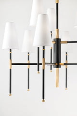 Hudson Valley Lighting-Bowery 9-Light Chandelier in Aged Old Bronze with White Linen Shades - Modern Elegance