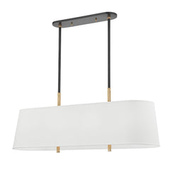 Hudson Valley Lighting Bowery Linear Chandelier - Modern Aged Old Bronze Finish with White Linen Shade