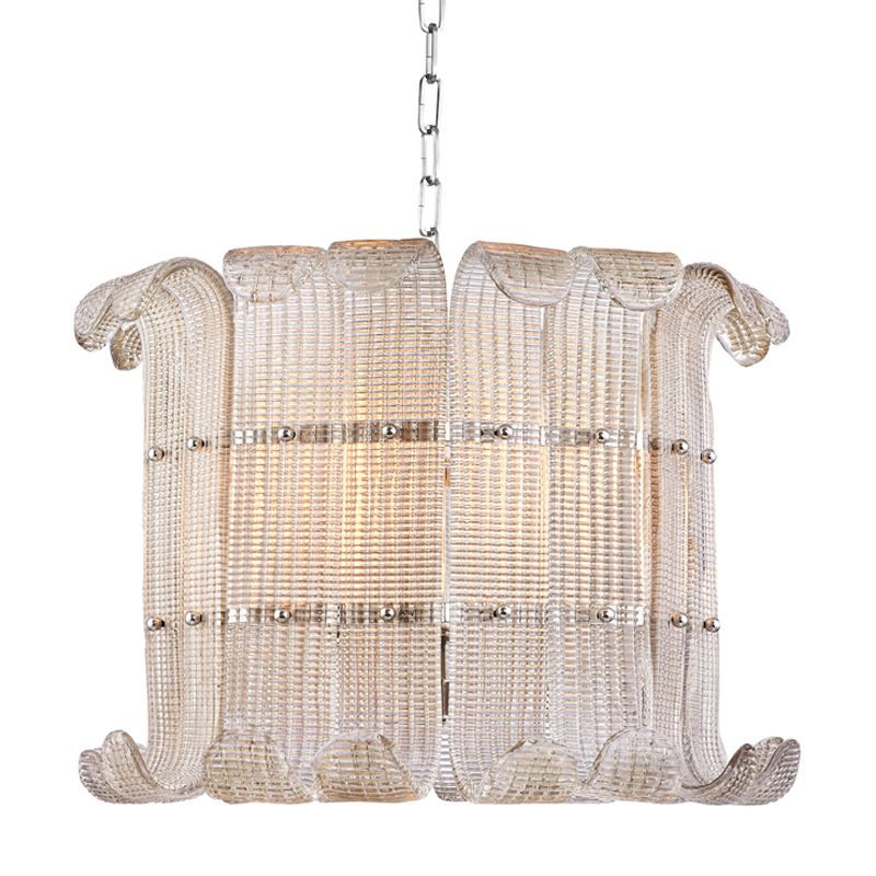 Hudson Valley Lighting-Brasher Chandelier with Hand-Poured Glass Panels and Soft Champagne Hue