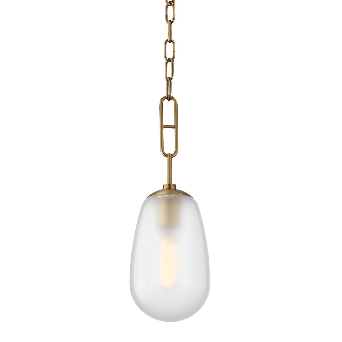 Hudson Valley Lighting Bruckner Mini Pendant Light With Frosted Glass And Crystal Interior In Aged Brass Or Polished Nickel