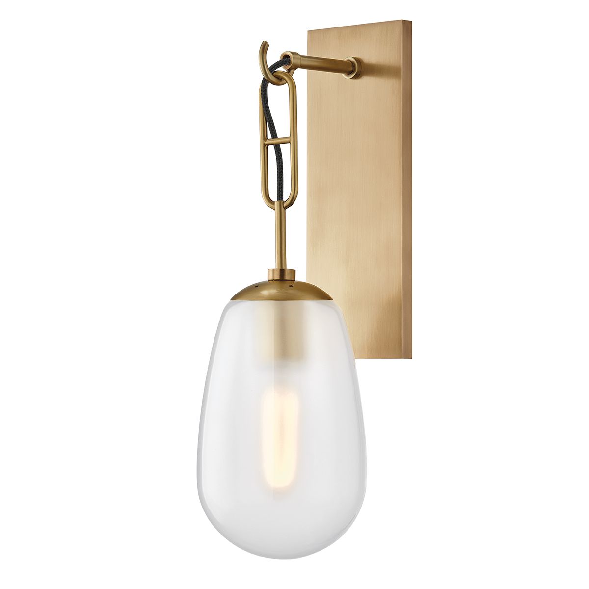 Hudson Valley Lighting Bruckner Wall Sconce with Clear Crystal Glass Shade in Aged Brass or Polished Nickel Finishes