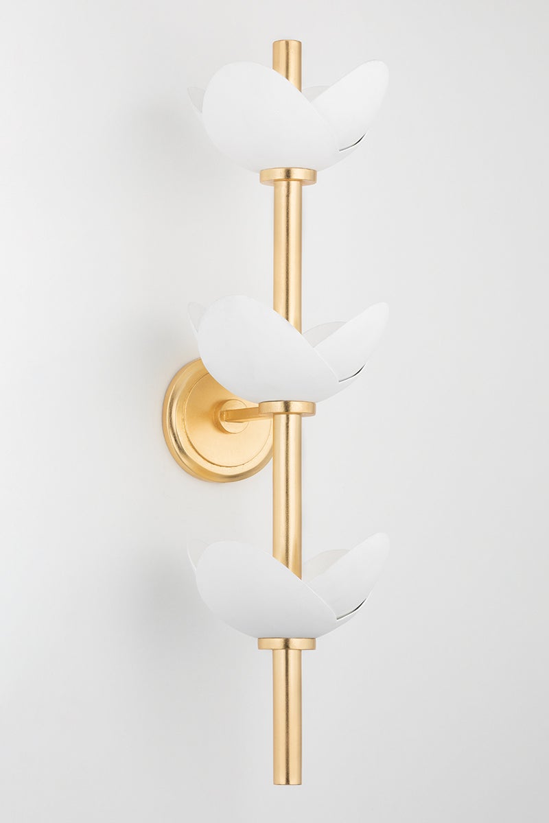 Hudson Valley Lighting-Dawson 3-Light Sconce with Elegant Petal Shades and Gold Leaf Accents