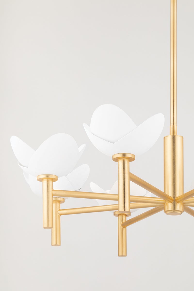 Hudson Valley Lighting-Dawson 8-Light Chandelier with Petal-Shaped Shades and Gold Leaf Arms for Contemporary Elegance