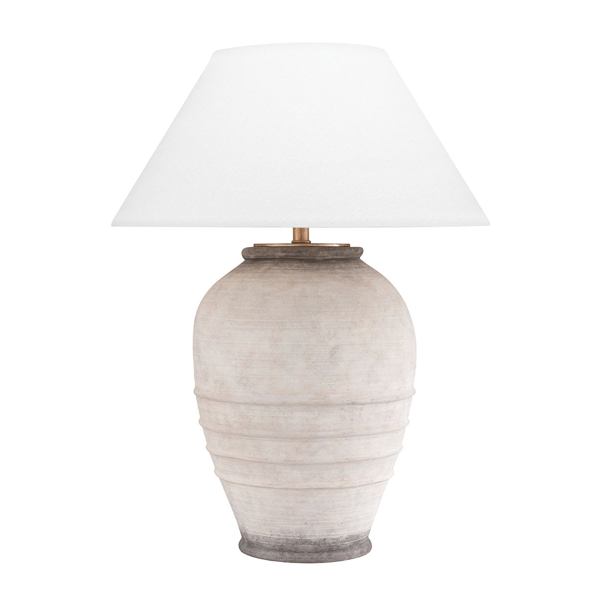 Hudson Valley Lighting Decatur Table Lamp With Ceramic Body, Ash Finish, Gradient Effect, And White Linen Shade