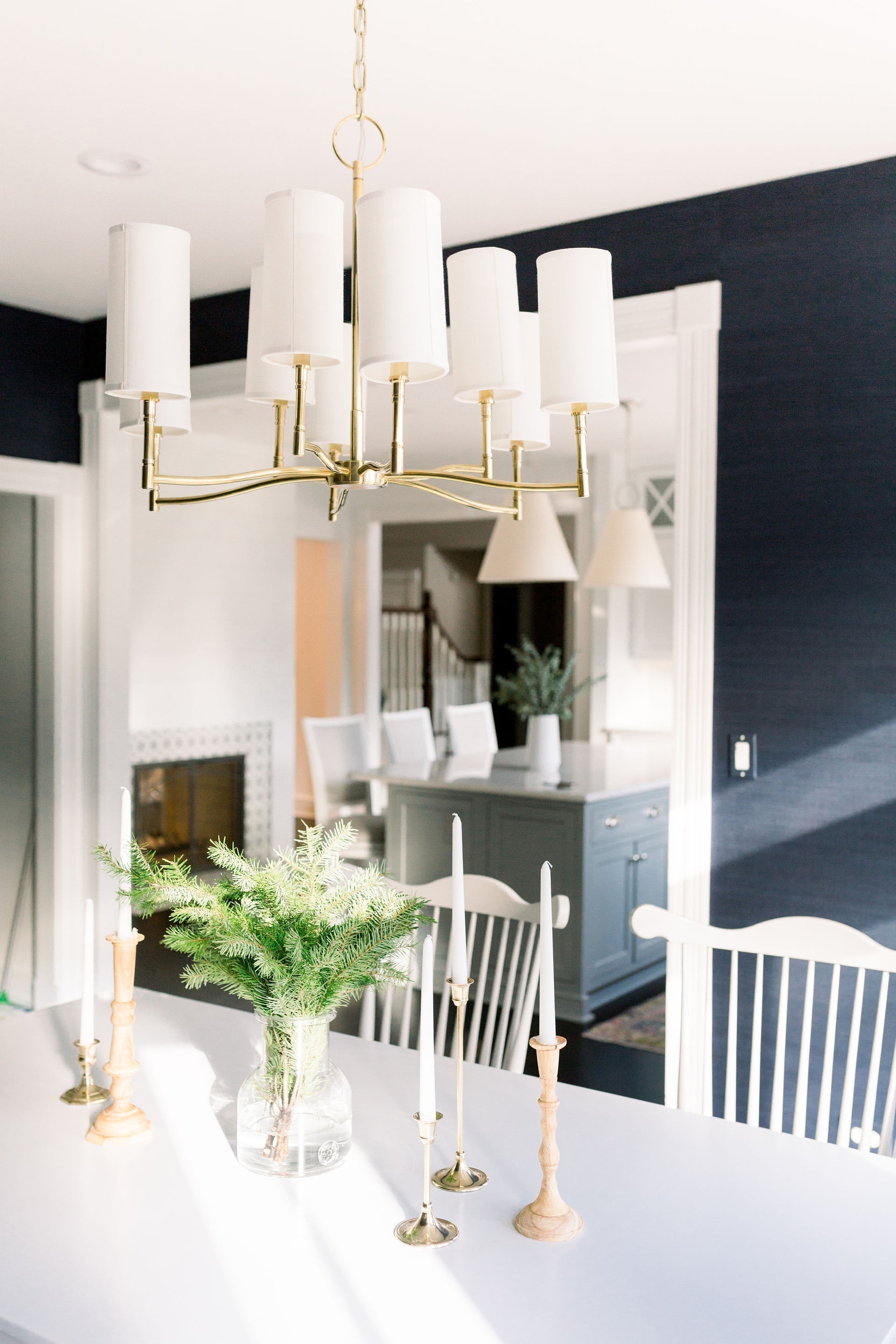 Hudson Valley Lighting-Dillon 9-Light Chandelier with Off-White Linen Shades in Aged Brass or Old Bronze Finishes