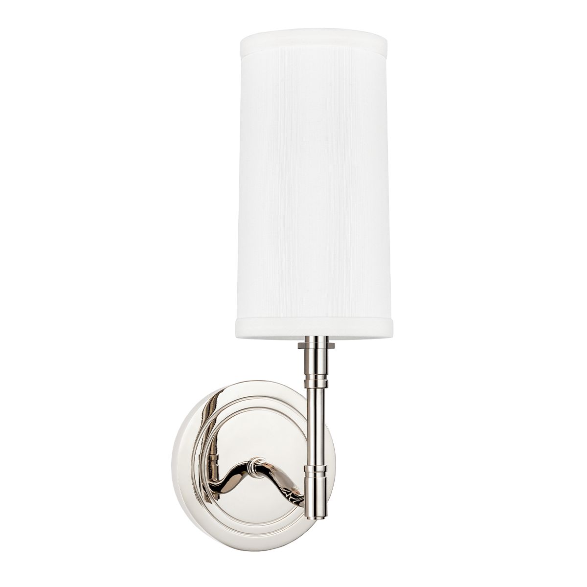 Hudson Valley Lighting-Dillon Sconce with Off-White Linen Shade and Elegant Curved Arm in Aged Brass, Old Bronze, or Polished Nickel