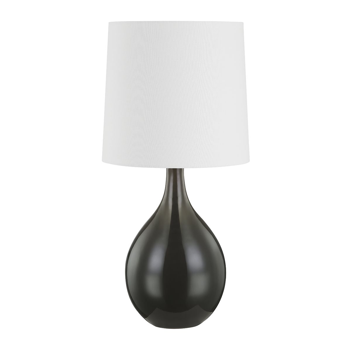 Hudson Valley Lighting-Durban Table Lamp with Glossy Grey Ceramic Base and White Linen Shade for Soft Diffused Light