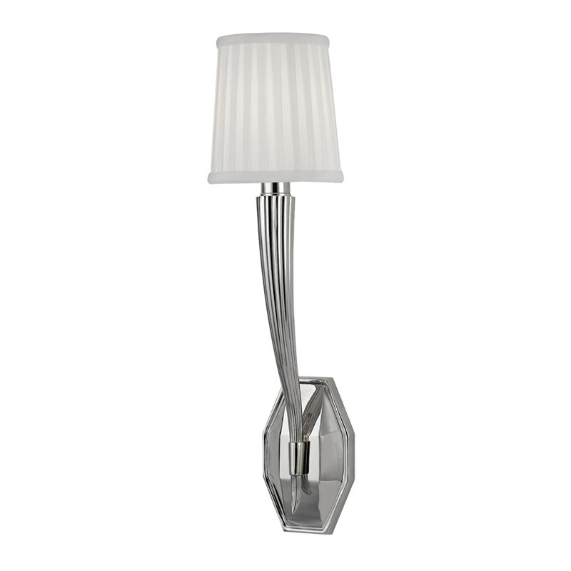 Hudson Valley Lighting-Erie Sconce – Elegant Ribbed Arm & Pleated Silk Shade for Diffused Light