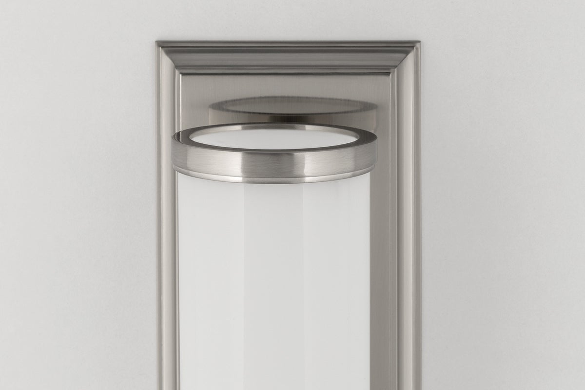 Hudson Valley Lighting-Everett Bath Sconce with Glossy Opal Shade and Aged Brass, Polished Nickel, or Satin Nickel Finish