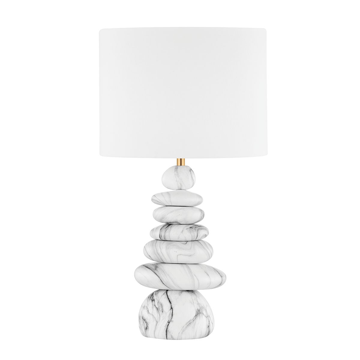 Hudson Valley Lighting Fenton Ceramic Table Lamp with Marbled Finish and White Linen Shade for Elegant Illumination