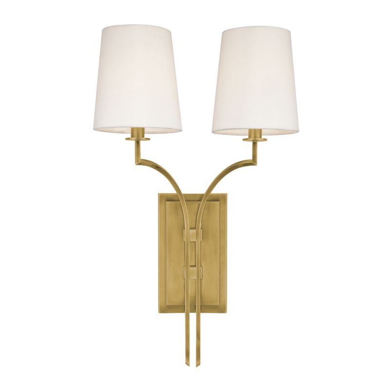 Hudson Valley Lighting-Glenford 2-Light Sconce with Elegant Off-White Shades and Metal Arms in Multiple Finishes