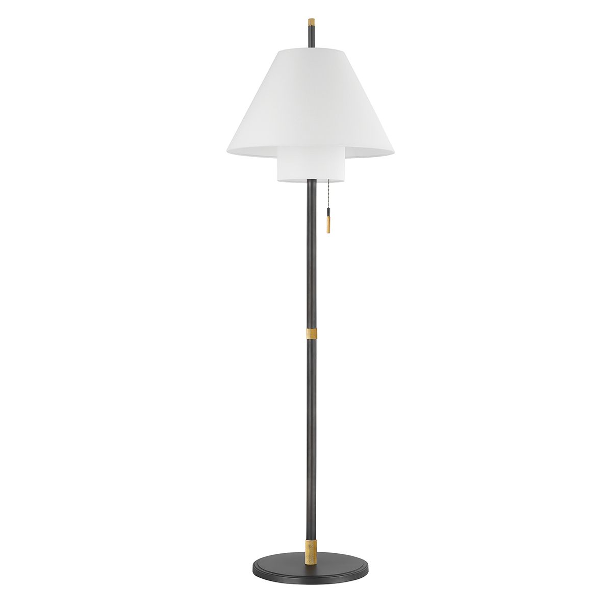 Hudson Valley Lighting-Glenmoore Modern Floor Lamp with Tapered White Linen Shade and Knurled Metal Accents