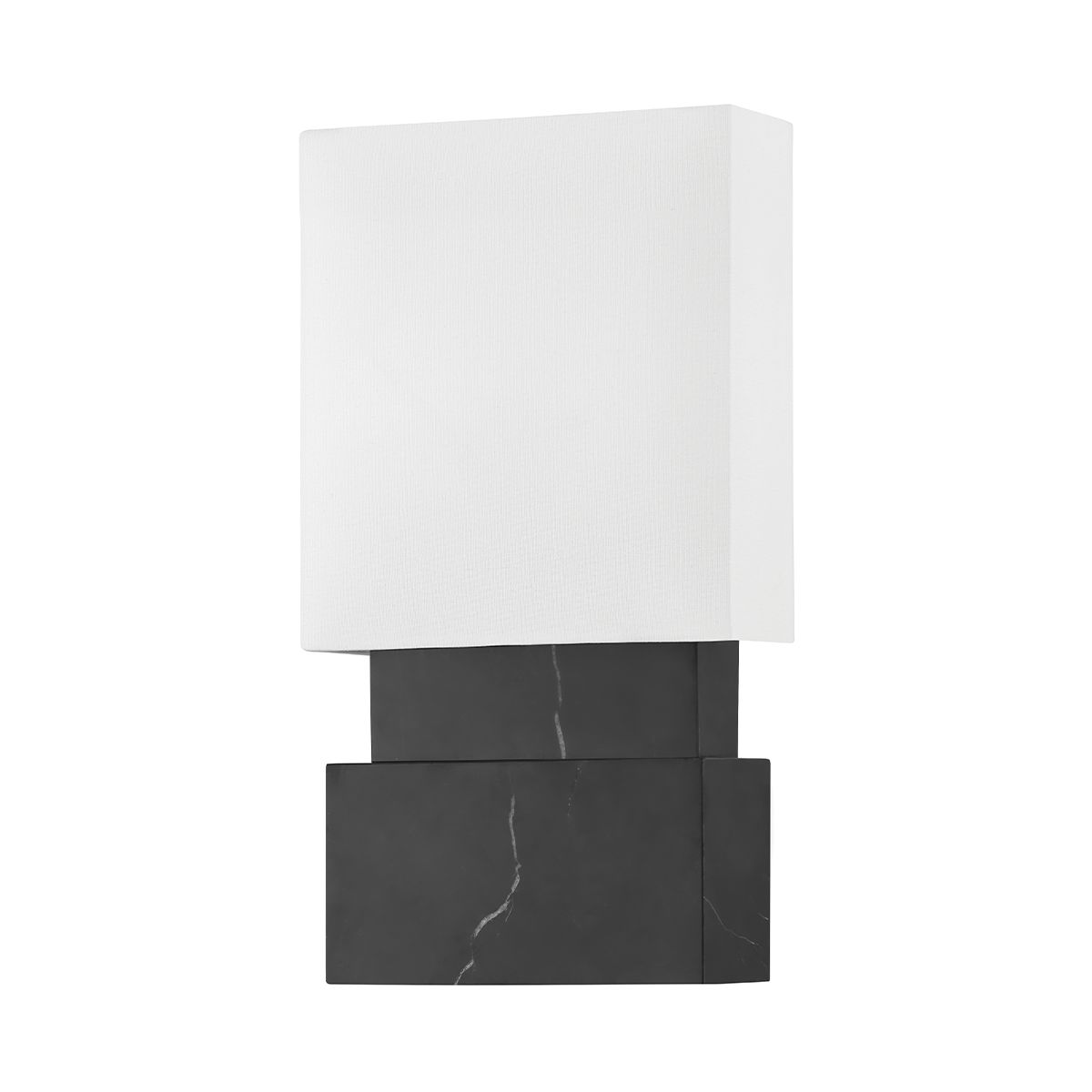 Hudson Valley Lighting-Haight Sconce With Hand-Carved Marble Base And White Linen Shade - Elegant Wall Lighting