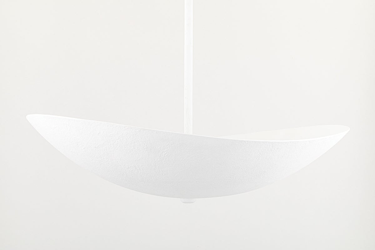 Hudson Valley Lighting Large Fabius Pendant Light - Curved White Plaster Shade with Soft Diffuser