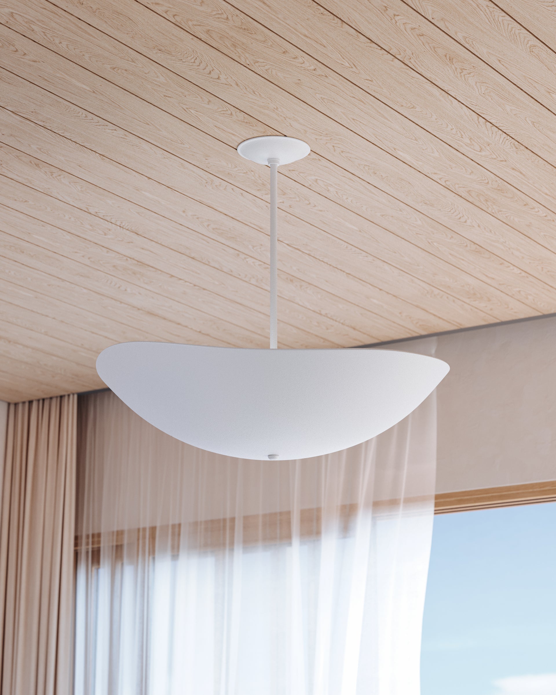 Hudson Valley Lighting Large Fabius Pendant Light - Curved White Plaster Shade with Soft Diffuser