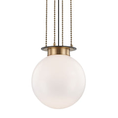 Hudson Valley Lighting Large Gunther Pendant Light With Opal Glass Globe Shade And Aged Old Bronze Finish