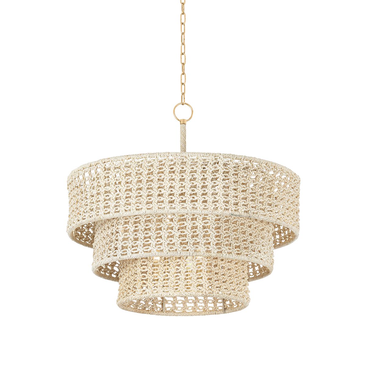 Hudson Valley Lighting-Large Yorkhill Pendant Light - Bohemian Macramé Design with Vintage Gold Leaf Finish