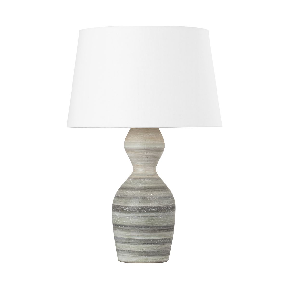 Hudson Valley Lighting Nahant Table Lamp - Sculpted White Dune Ceramic Body with Organic Striations and Off-White Linen Shade