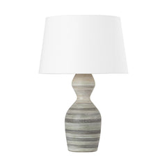 Hudson Valley Lighting Nahant Table Lamp - Sculpted White Dune Ceramic Body with Organic Striations and Off-White Linen Shade