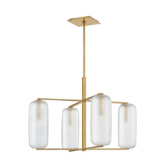 Hudson Valley Lighting-Pebble Chandelier - 4 Light Modern Design with Acid Etched Shades and Aged Brass Finish