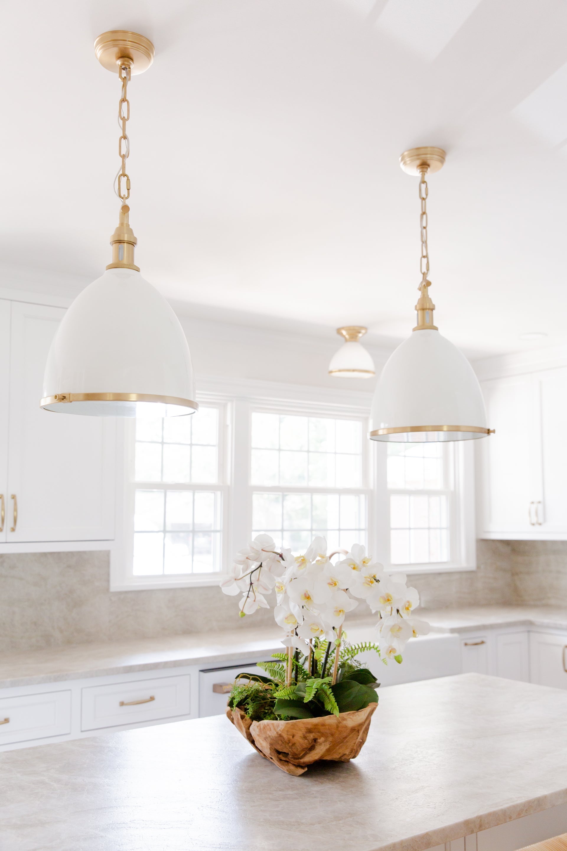 Hudson Valley Lighting-Randolph Semi-Flush Ceiling Light with Opal Glass, Aged Brass, Polished Nickel, Satin Nickel Finishes