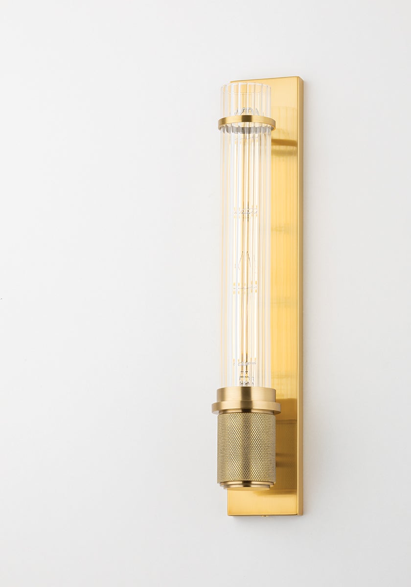 Hudson Valley Lighting Shaw Sconce with Ribbed Glass Shade – Classic Design in Aged Brass, Old Bronze, or Polished Nickel