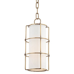 Hudson Valley Lighting Sovereign Pendant Light – Vintage Design with Off-White Linen Shade and Aged Brass Finish