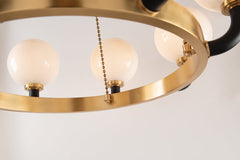 Hudson Valley Lighting Werner 8-Light Chandelier with Opal Glass Shades and Circular Metal Frame