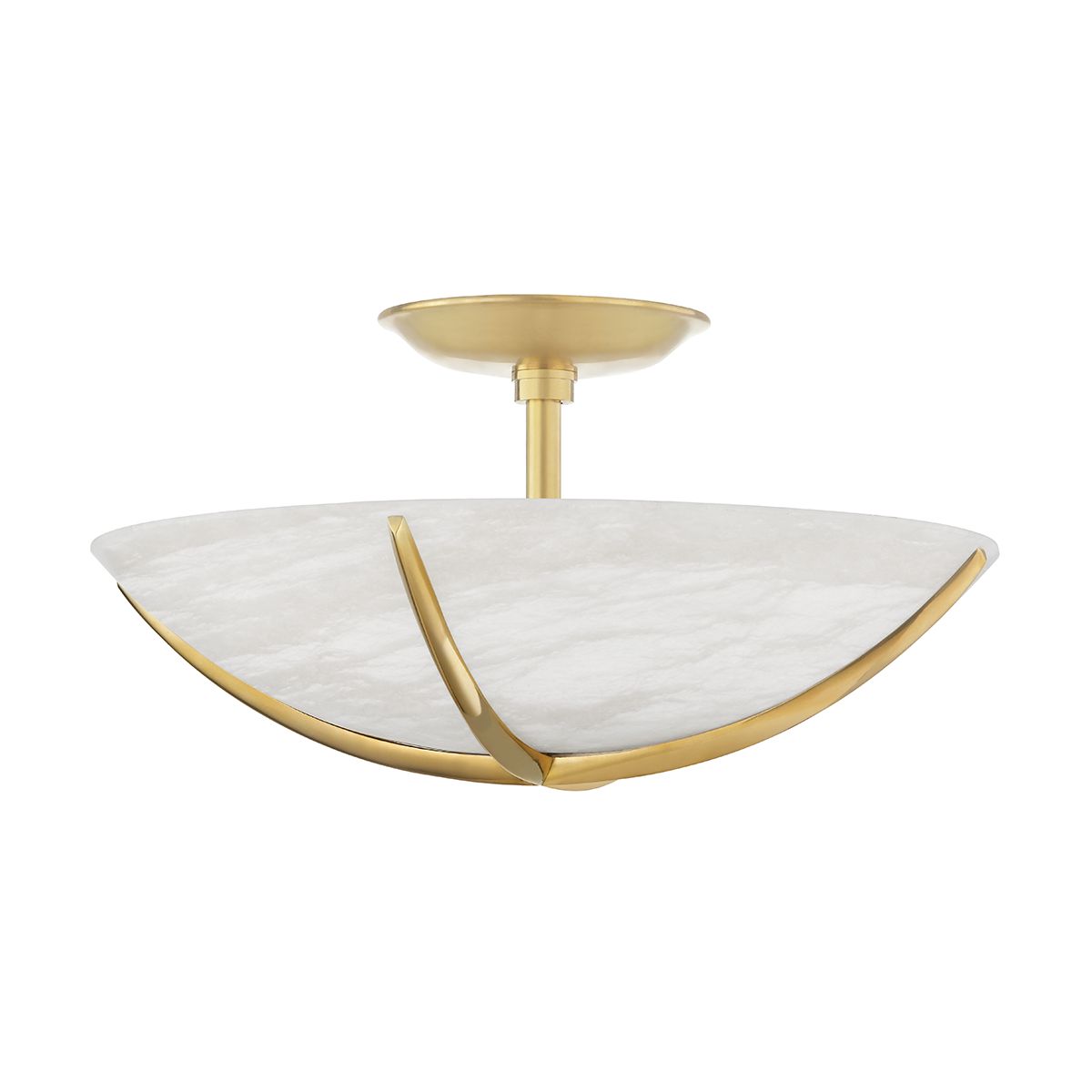 Hudson Valley Lighting-Wheatley 2-Light Semi-Flush Ceiling Light With Smooth Curved Metal Arms And Alabaster Shades