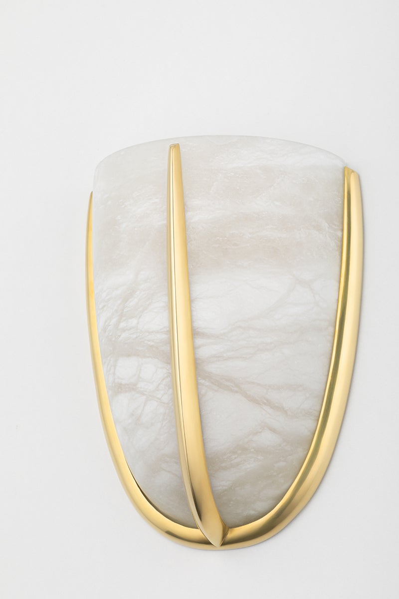 Hudson Valley Lighting-Wheatley Sconce With Aged Brass Frame And Spanish Alabaster Shade For Elegant Illumination