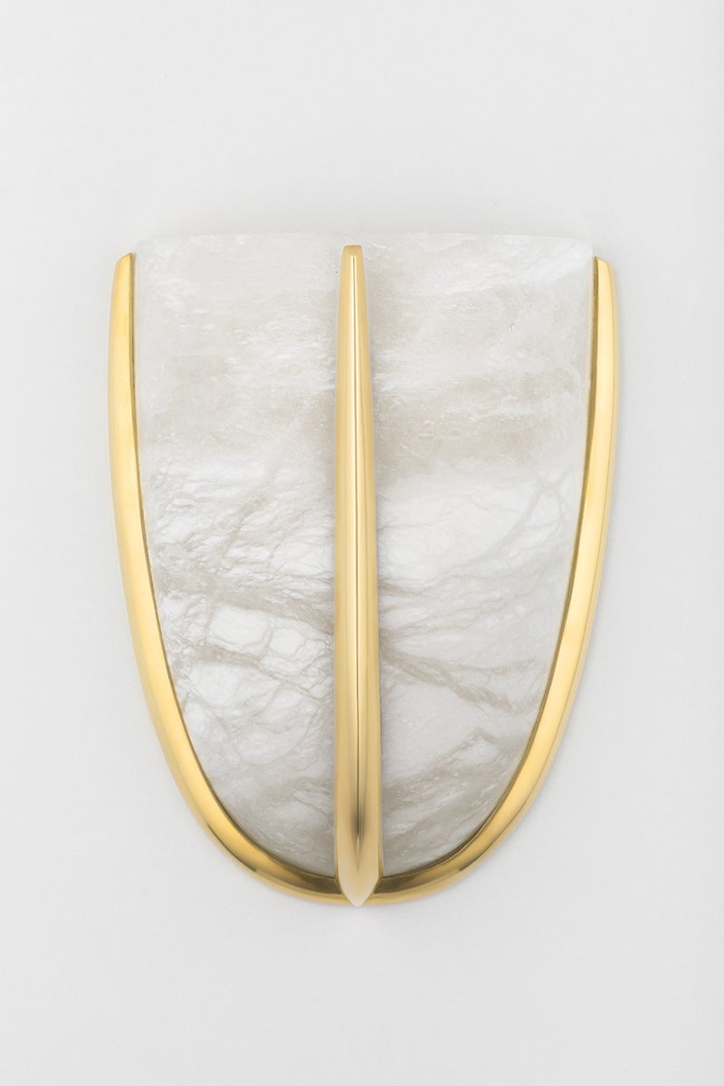 Hudson Valley Lighting-Wheatley Sconce With Aged Brass Frame And Spanish Alabaster Shade For Elegant Illumination