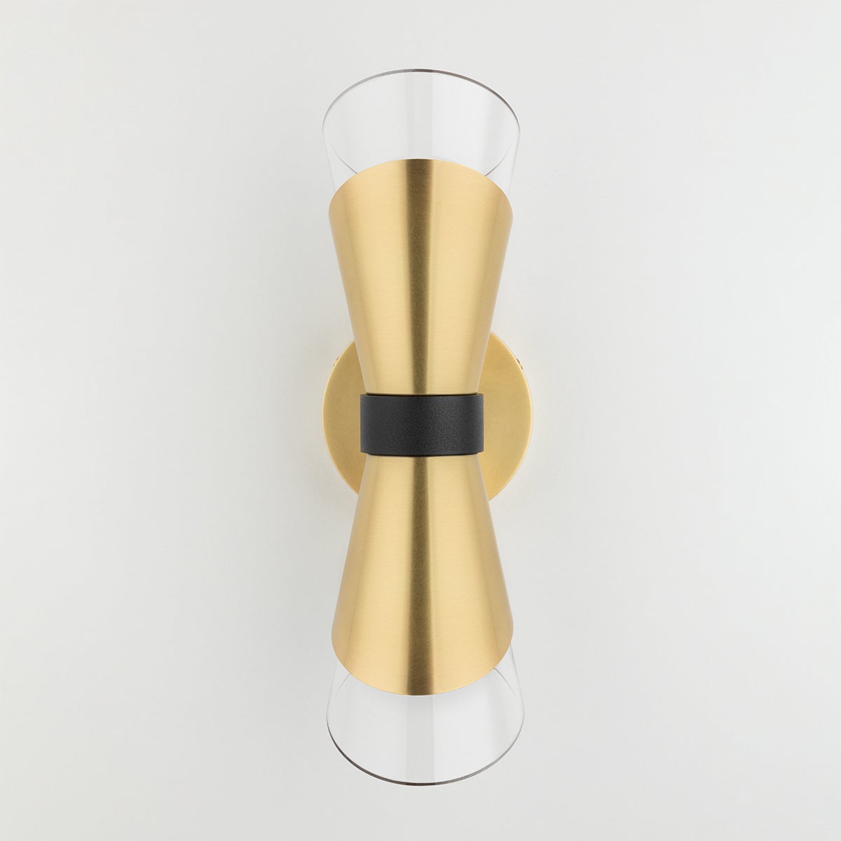 Mitzi 2-Light Angie Sconce with Asymmetrical Glass Shade in Aged Brass or Polished Nickel Finishes