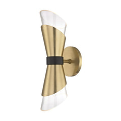 Mitzi 2-Light Angie Sconce with Asymmetrical Glass Shade in Aged Brass or Polished Nickel Finishes