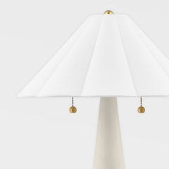 Mitzi-Alana Table Lamp With Scalloped White Linen Shade And Aged Brass Accents