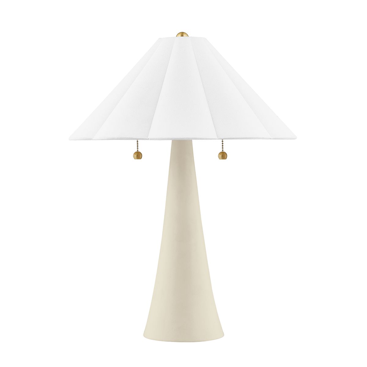 Mitzi-Alana Table Lamp With Scalloped White Linen Shade And Aged Brass Accents