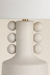 Mitzi Amalia Table Lamp with Speckled Crackle Glaze and White Linen Shade in Surrealist Design