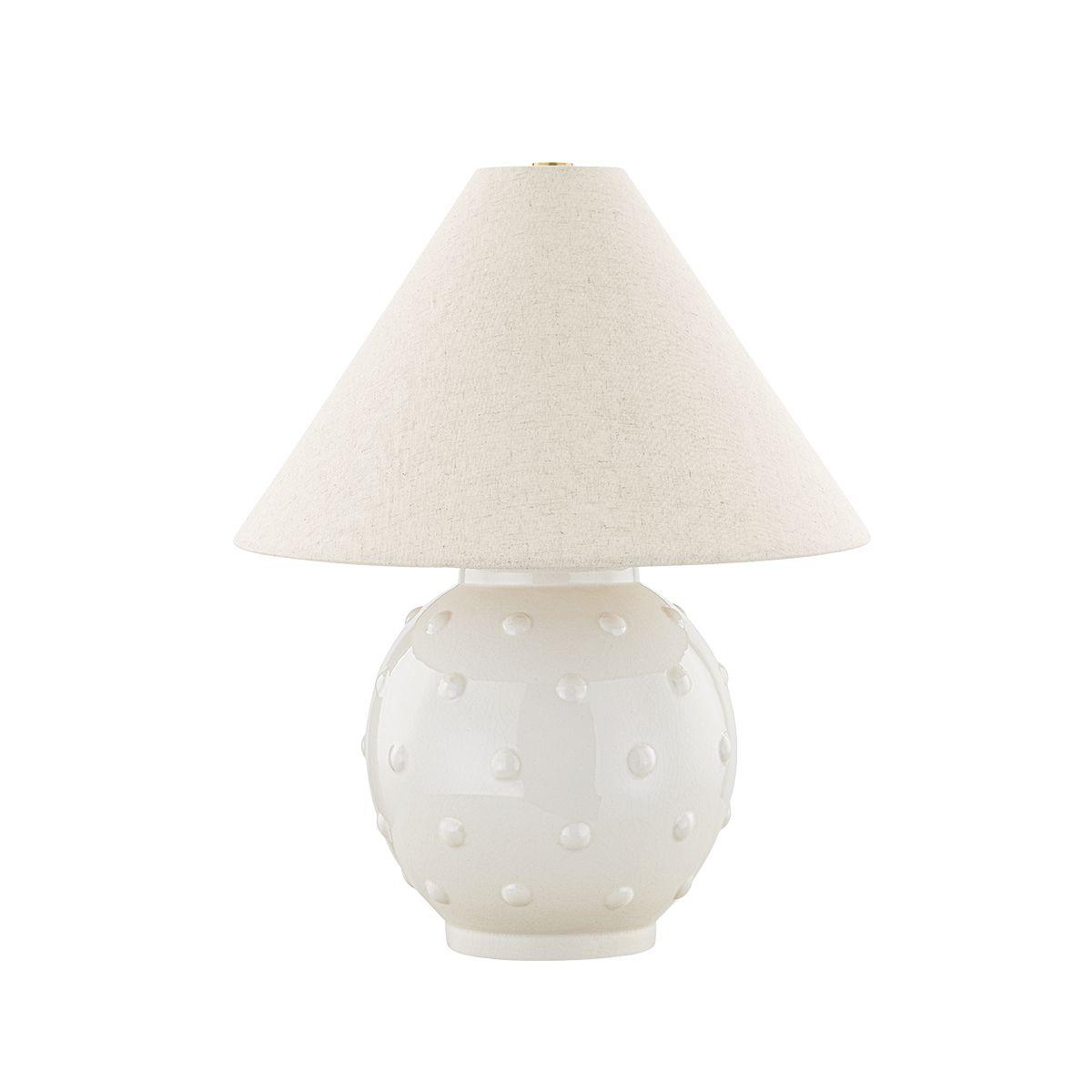 Mitzi-Annabelle Table Lamp With Tapered Linen Shade and Ivory Ceramic Base Featuring Raised Polka Dots