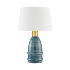 Mitzi-Artisanal Tenley Table Lamp with Tranquil Blue Hand-Painted Glaze and Aged Brass Hardware