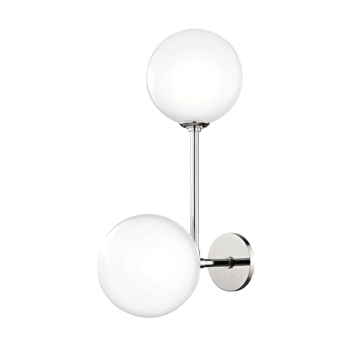 Mitzi Ashleigh 2-Light Sconce with Opal Matte Glass Globes in Aged Brass or Polished Nickel Finishes