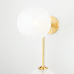 Mitzi Ashleigh 2-Light Sconce with Opal Matte Glass Globes in Aged Brass or Polished Nickel Finishes