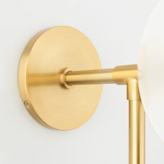 Mitzi Ashleigh 2-Light Sconce with Opal Matte Glass Globes in Aged Brass or Polished Nickel Finishes