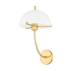 Mitzi Atala Wall Sconce with Elongated Arm and Large Dome Shade in Aged Brass or True Bronze Finish